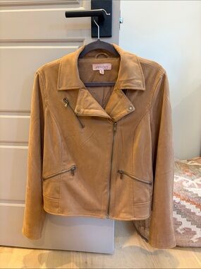 Philosophy Camel Suede Moto Jacket